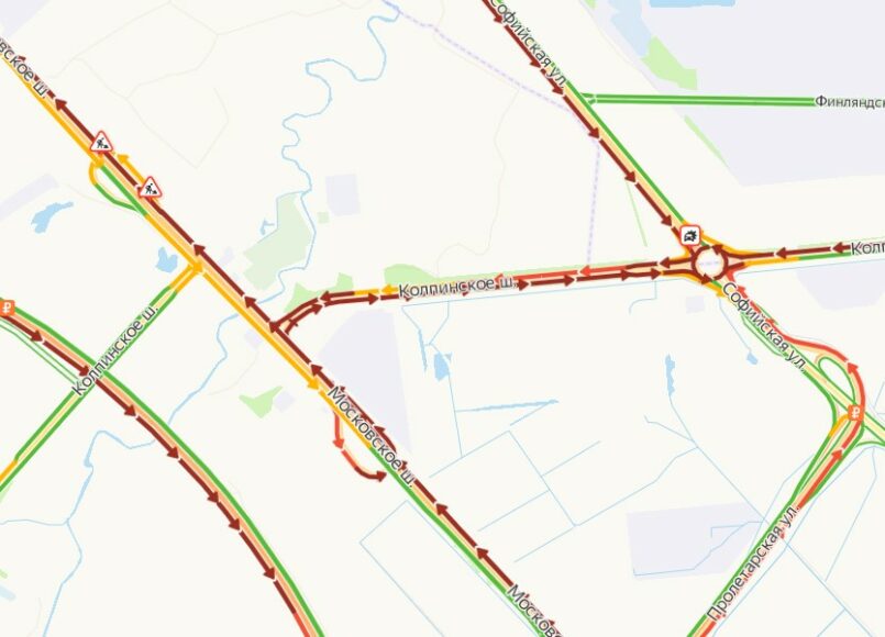 Пробки колпино в реальном времени карта